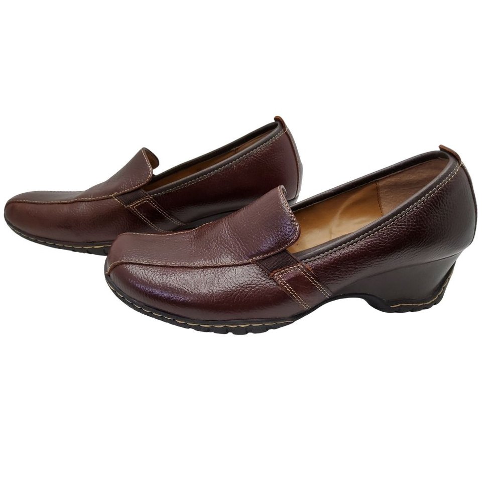 bjorndal womens noelle leather slide on 2" wedge heel loafers
